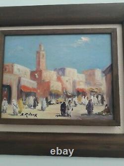 Oil On Wood Panel Signee B Orientalist Retaux Marrakech