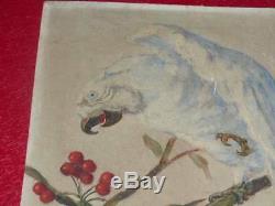 Oil On Wood Signed Andre Jallot / Parrot On A Cherry Art Deco Ca 1930