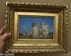 Oil On Wood Two Loves Brewing Putti Flowers 19th Century