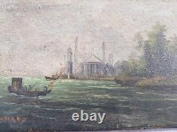 Oil On Wood Venice Signed Alain Bonnaud, End 18th (artist Cote Akoun)