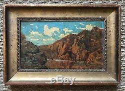 Oil On Wood Xixth Mountain Landscape Framed Anonyme