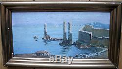 Oil On Wood-cipriani-view Of Ruin-italy-greece-tunisia-sea-landscape-1920