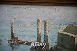 Oil On Wood-cipriani-view Of Ruin-italy-greece-tunisia-sea-landscape-1920