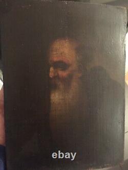 Oil On Wooden Panel 17th Portrait Of Religious Man, Ecclesiastical