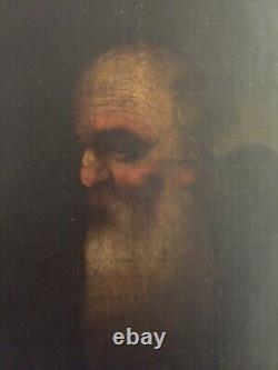 Oil On Wooden Panel 17th Portrait Of Religious Man, Ecclesiastical