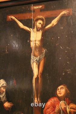 Oil Painting On Board 17th Jesus Christ On The Cross Painting