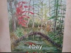 Oil Painting On Canvas Sub-bois Signed Lysis Montalto