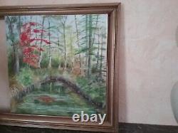 Oil Painting On Canvas Sub-bois Signed Lysis Montalto