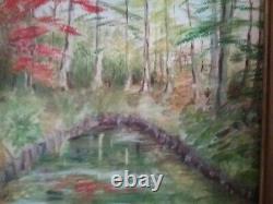 Oil Painting On Canvas Sub-bois Signed Lysis Montalto