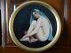 Oil Painting On Circular Framed Wood (tondo) Naked In The Style Of Ingres