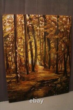 Oil Painting On Monogrammized Canvas Underwood At The Stream In Autumn