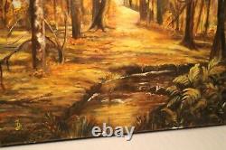 Oil Painting On Monogrammized Canvas Underwood At The Stream In Autumn