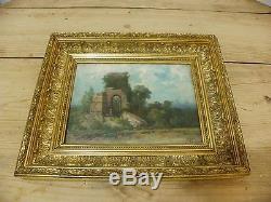 Oil Painting On Panel Old Wood Signed Ducrest-golden Frame Wood + Plaster