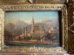 Oil Painting On Sign 19th Basilica Sanctuary Of Lourdes Pyrénées
