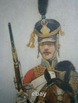 Oil Painting On Wood 19 ° S 1st Cavalry Military Empire Napoleon Deco Old