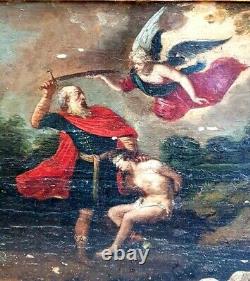 Oil Painting On Wood Adam Van Noort Abraham Isaac Angel Gabriel Flemish School