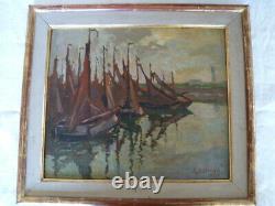 Oil Painting On Wood By Lucien De Decker 1932 -zeebrugge Belgium/belgium