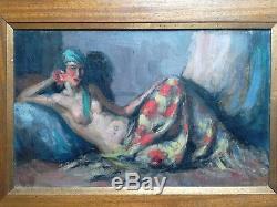 Oil Painting On Wood Odalisque Old Circa 1900