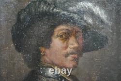 Oil Painting On Wood Portrait After Rembrandt Baroque Dutch Xixth