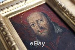Oil Painting On Wood Saint Francis De Sales Bishop Geneva-annecy XVII / XVIII