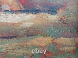 Oil Painting On Wood Scene Of Beach Normandy After Eugene Bodin Signed