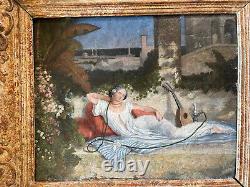 Oil Painting On Wood School French Late 19th Century, Anonymous, Woman With Nargile