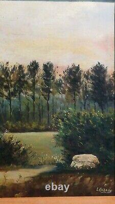 Oil Painting Painting On Wood Signed L Cazaux Landscape Des Landes Girondine