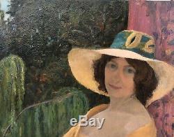 Oil Painting Portrait Girl Yvonne Ripa Roveredo 1916 Art Nouveau