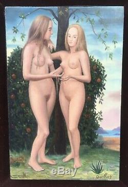 Oil Painting Portrait Nude Landscape Women Primitive Quellier André (1925-2010)