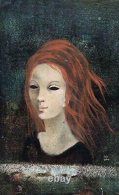 Oil Painting Portrait Woman Rousse Frame Mrs. Mouton Dite Tes 1964