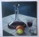 Oil Painting Still Life Wine Fruits Panel Xxth Century