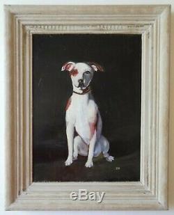 Oil Painting With Its Frame Table Dog Jack Russel