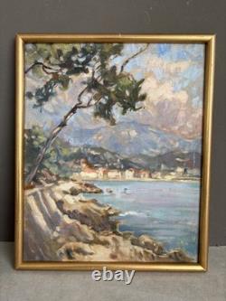 Oil Painting of a Mediterranean Coastal Seascape in Menton