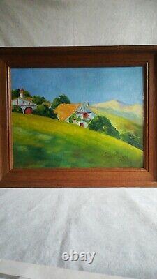 Oil Painting on Antique Wood Basque Country Ciboure Signed Siette Eniberg Early 20th Century