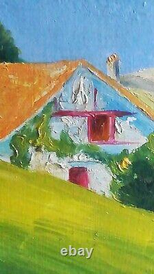 Oil Painting on Antique Wood Basque Country Ciboure Signed Siette Eniberg Early 20th Century