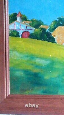 Oil Painting on Antique Wood Basque Country Ciboure Signed Siette Eniberg Early 20th Century
