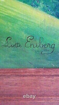Oil Painting on Antique Wood Basque Country Ciboure Signed Siette Eniberg Early 20th Century