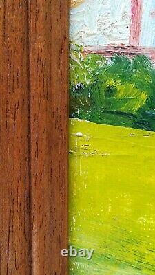 Oil Painting on Antique Wood Basque Country Ciboure Signed Siette Eniberg Early 20th Century