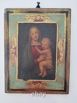 Oil Painting on Antique Wood. Woman and Child. Portfolio Jury