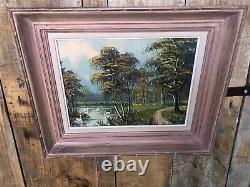 Oil Painting on Canvas MAU LOUIS Riverside + Wooden Frame #A217