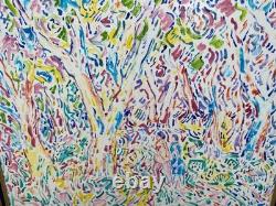 Oil Painting on Canvas Signed Armand Bouvier Fauvism Style Walkers Under the Woods