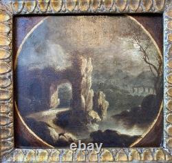 Oil Painting on Panel, Romanticism, Ruins, Moon, Temple, English Garden, Robert
