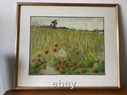 Oil Painting on Paper by Marcel Juillard Poppy Fields Gold Framed #C800