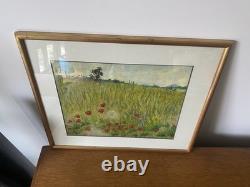 Oil Painting on Paper by Marcel Juillard Poppy Fields Gold Framed #C800