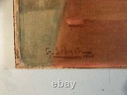 Oil Painting on Wood 1940 Giuseppe Sebasti Still Life with Bouquet of Flowers