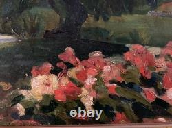 Oil Painting on Wood 1960 Flower Flowers Tree Garden Nature Landscape Painting