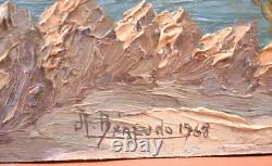 Oil Painting on Wood 1968 Côte d'Azur Seaside A. Bertudo