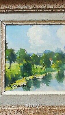 Oil Painting on Wood Early 20th Century Signed R. Grenier Bucolic Landscape of Sarthe