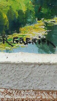Oil Painting on Wood Early 20th Century Signed R. Grenier Bucolic Landscape of Sarthe