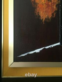 Oil Painting on Wood Fire Flowers Signed René Lévy Dated 04.1995